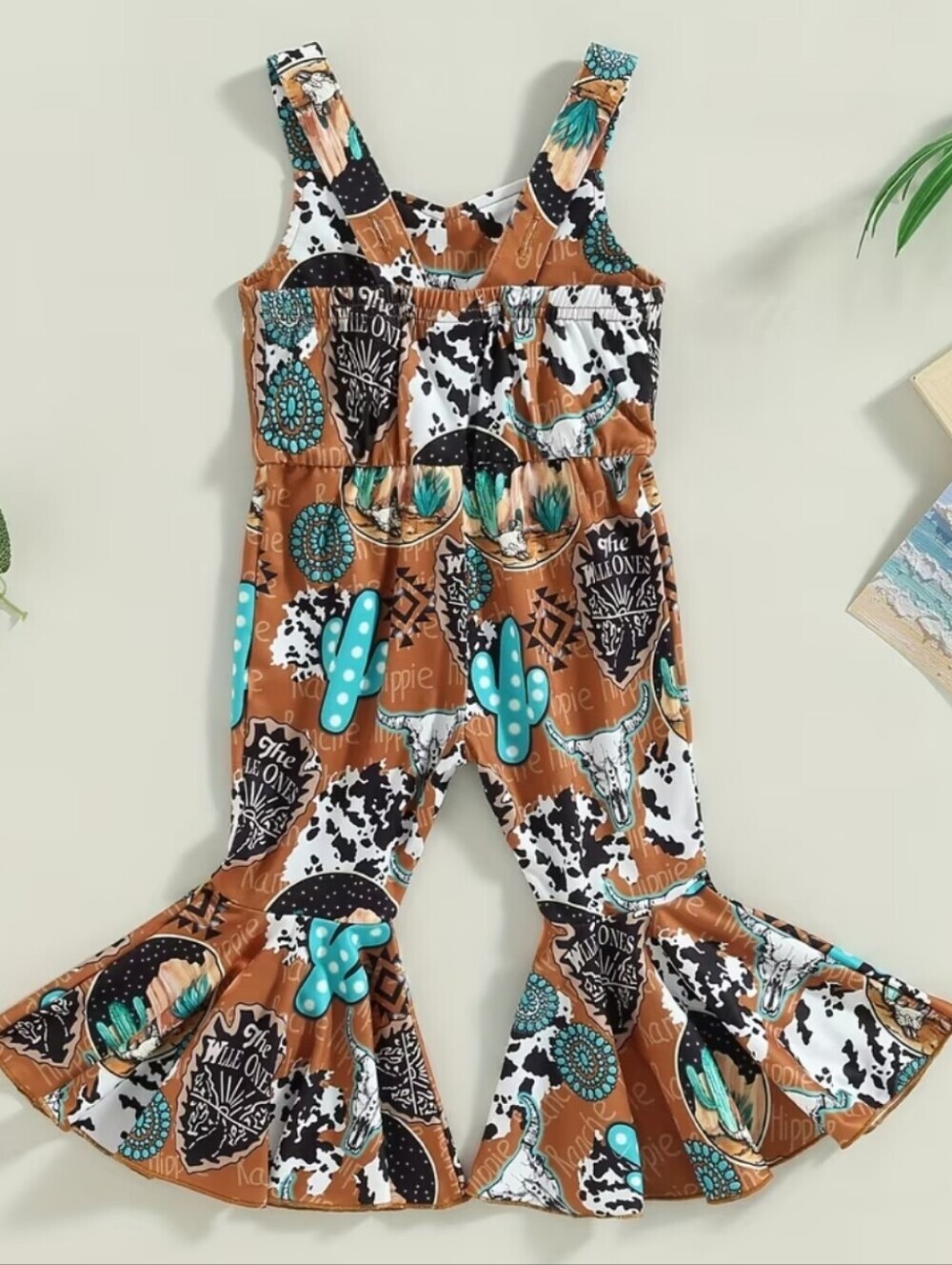 NWT Western Orange and Turquoise Patterned Jumpsuit